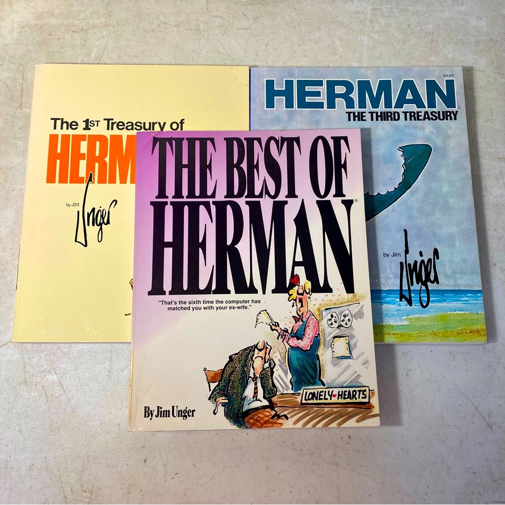 HERMAN Lot of 3 Books - 1st Treasure, The Best Of, Third Treasury - By Jim Unger